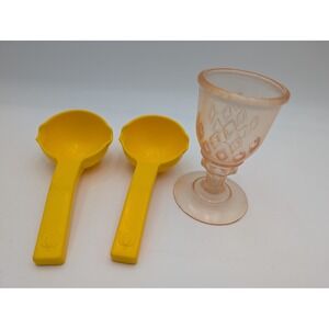 Little Tikes Toy Kitchen Accessories Yellow Ladles Peach Pink Diamond Goblet Lot